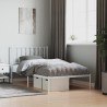Cadre de lit métal sans matelas et tête de lit blanc 100x190 cm 