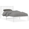 Cadre de lit métal sans matelas et tête de lit blanc 100x190 cm 