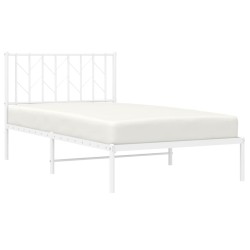 Cadre de lit métal sans matelas et tête de lit blanc 100x190 cm 