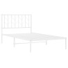 Cadre de lit métal sans matelas et tête de lit blanc 100x190 cm 