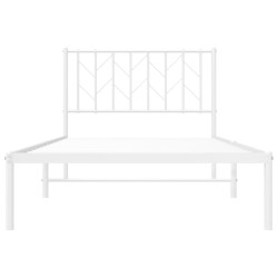 Cadre de lit métal sans matelas et tête de lit blanc 100x190 cm 