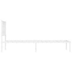Cadre de lit métal sans matelas et tête de lit blanc 100x190 cm 