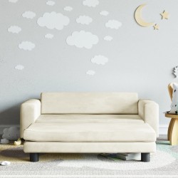 Canapé avec repose-pied pour enfants crème 100x50x30 cm velours 