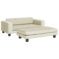 Canapé avec repose-pied pour enfants crème 100x50x30 cm velours 