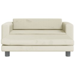 Canapé avec repose-pied pour enfants crème 100x50x30 cm velours 