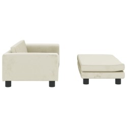 Canapé avec repose-pied pour enfants crème 100x50x30 cm velours 