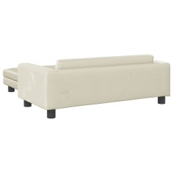 Canapé avec repose-pied pour enfants crème 100x50x30 cm velours 