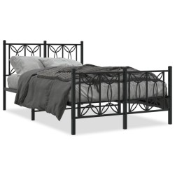 Cadre de lit métal sans matelas avec pied de lit noir 120x200cm 