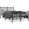 Cadre de lit métal sans matelas avec pied de lit noir 120x200cm 