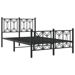 Cadre de lit métal sans matelas avec pied de lit noir 120x200cm 