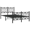 Cadre de lit métal sans matelas avec pied de lit noir 120x200cm 