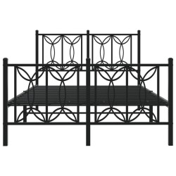 Cadre de lit métal sans matelas avec pied de lit noir 120x200cm 