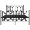 Cadre de lit métal sans matelas avec pied de lit noir 120x200cm 