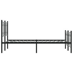 Cadre de lit métal sans matelas avec pied de lit noir 120x200cm 