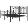 Cadre de lit métal sans matelas avec pied de lit noir 120x200cm 