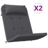Coussins de chaise adirondack lot de 2 anthracite tissu oxford 