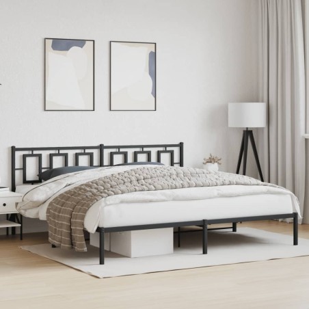 Cadre de lit métal sans matelas avec tête de lit noir 193x203cm 
