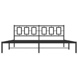 Cadre de lit métal sans matelas avec tête de lit noir 193x203cm 