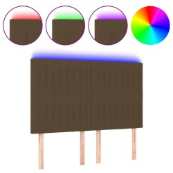 Tête de lit à LED Marron foncé 144x5x118/128 cm Tissu 