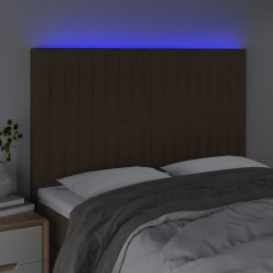 Tête de lit à LED Marron foncé 144x5x118/128 cm Tissu 