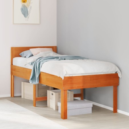 Cadre de lit sans matelas cire marron 80x200 cm bois pin massif 