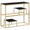 Table console doré acier inoxydable et verre trempé 