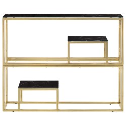 Table console doré acier inoxydable et verre trempé 