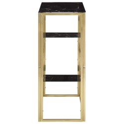Table console doré acier inoxydable et verre trempé 