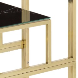 Table console doré acier inoxydable et verre trempé 