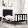 Cadre de lit sans matelas noir bois de pin massif 