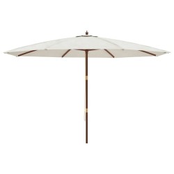 Parasol de jardin avec mât en bois sable 400x273 cm 