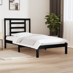 Cadre de lit sans matelas noir 100x200 cm bois massif de pin 
