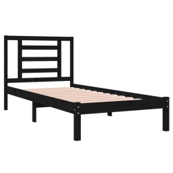 Cadre de lit sans matelas noir 100x200 cm bois massif de pin 