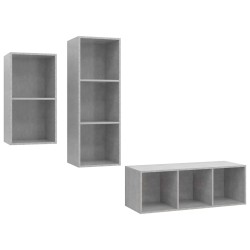 Ensemble de meuble TV 3 pcs Gris béton Bois d'ingénierie 