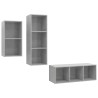 Ensemble de meuble TV 3 pcs Gris béton Bois d'ingénierie 