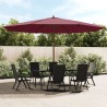 Parasol de jardin avec mât en bois rouge bordeaux 400x273 cm 