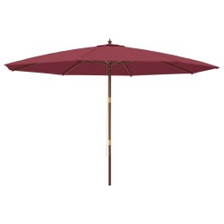 Parasol de jardin avec mât en bois rouge bordeaux 400x273 cm 
