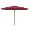Parasol de jardin avec mât en bois rouge bordeaux 400x273 cm 