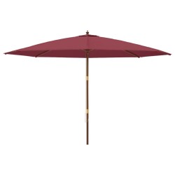 Parasol de jardin avec mât en bois rouge bordeaux 400x273 cm 