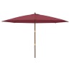 Parasol de jardin avec mât en bois rouge bordeaux 400x273 cm 