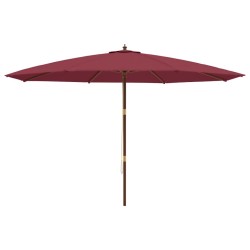 Parasol de jardin avec mât en bois rouge bordeaux 400x273 cm 