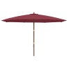 Parasol de jardin avec mât en bois rouge bordeaux 400x273 cm 