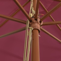 Parasol de jardin avec mât en bois rouge bordeaux 400x273 cm 