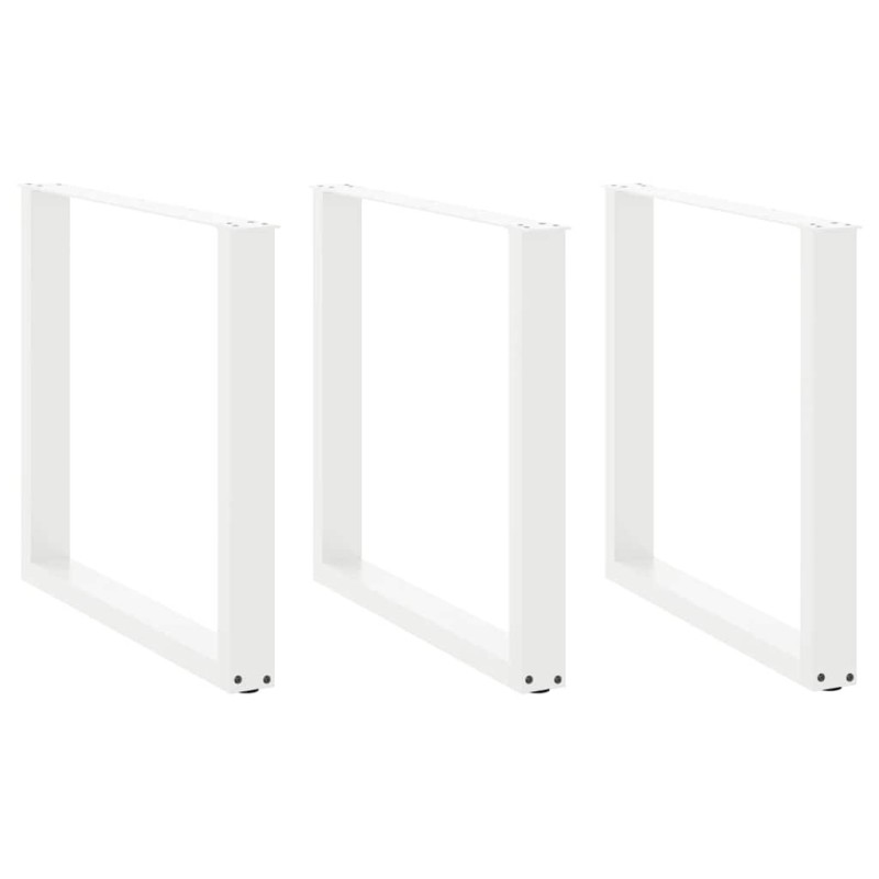 Pieds de table à manger en U 3 pièces Blanc 80 x (72-73) cm Acier 