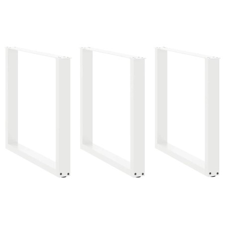 Pieds de table à manger en U 3 pièces Blanc 80 x (72-73) cm Acier 