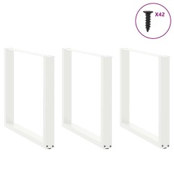 Pieds de table à manger en U 3 pièces Blanc 80 x (72-73) cm Acier 