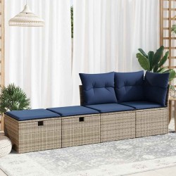 Salon de jardin 2 pcs avec coussins gris résine tressée acacia 