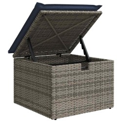 Salon de jardin 2 pcs avec coussins gris résine tressée acacia 