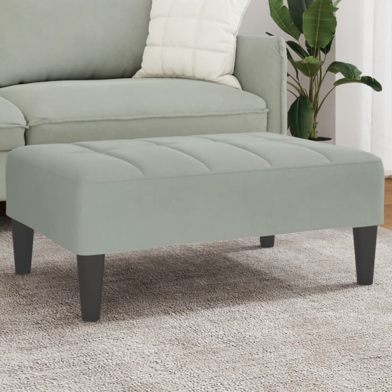 Repose-pied gris clair 77x55x31 cm velours Repose-pied gris clair 77x55x31 cm velours