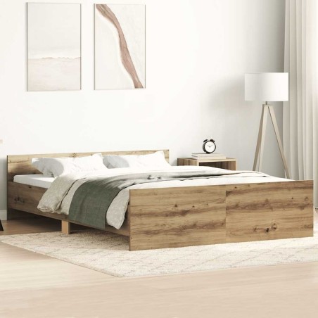 Cadre de lit sans matelas chêne artisanal 140x190 cm 
